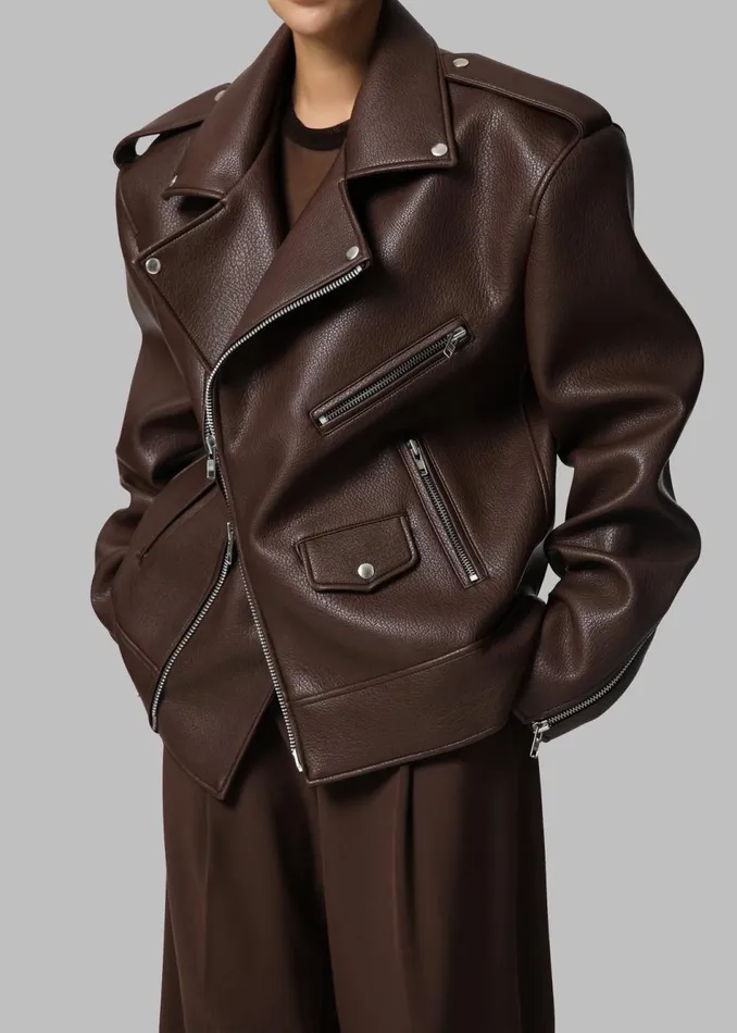 Women The Frankie Shop Outerwear Chicago Oversized Biker Jacket Brown