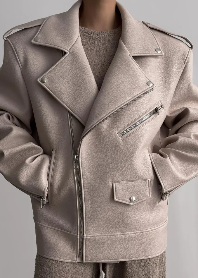 Women The Frankie Shop Outerwear Chicago Oversized Biker Jacket Cream
