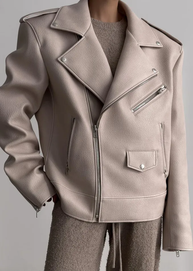 Women The Frankie Shop Outerwear Chicago Oversized Biker Jacket Cream