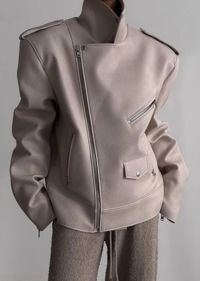 Women The Frankie Shop Outerwear Chicago Oversized Biker Jacket Cream