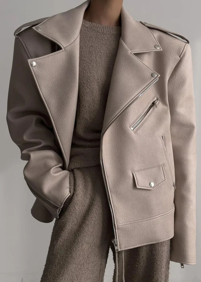 Women The Frankie Shop Outerwear Chicago Oversized Biker Jacket Cream