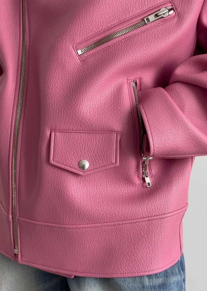 Women The Frankie Shop Outerwear Chicago Oversized Biker Jacket Pink