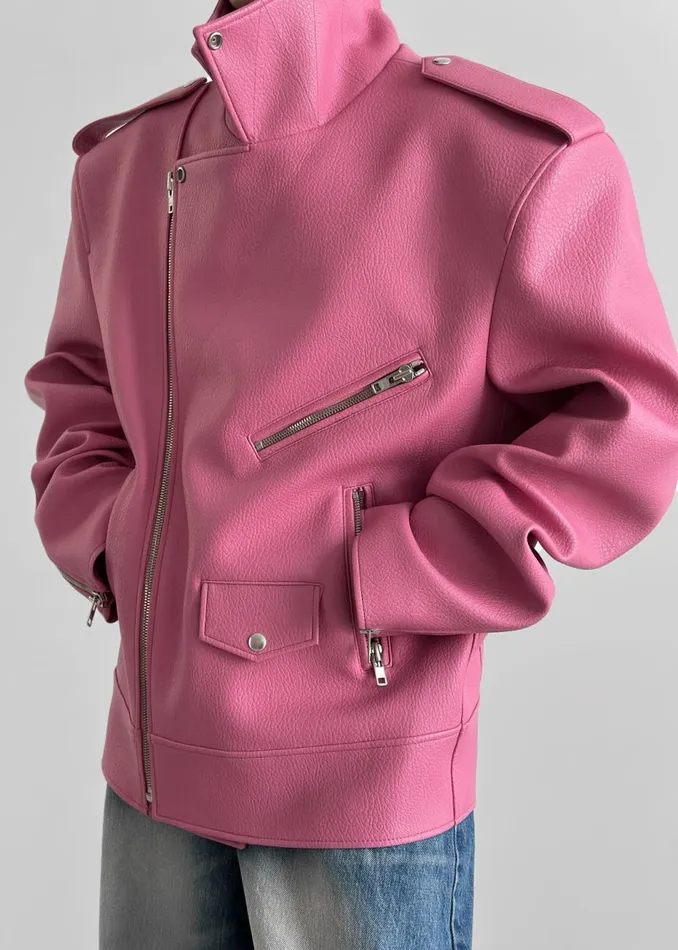 Women The Frankie Shop Outerwear Chicago Oversized Biker Jacket Pink