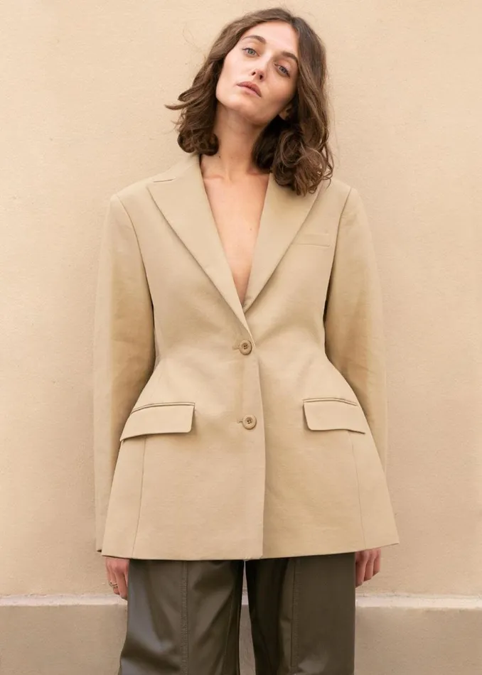 Women The Frankie Shop Outerwear Colette Hourglass Blazer Camel