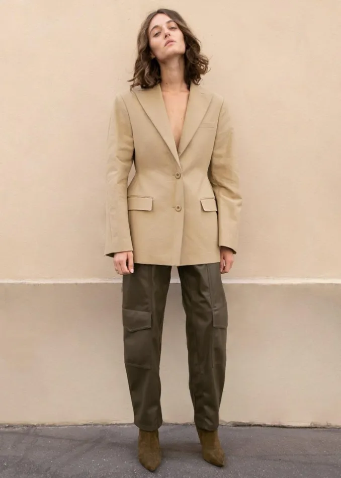 Women The Frankie Shop Outerwear Colette Hourglass Blazer Camel