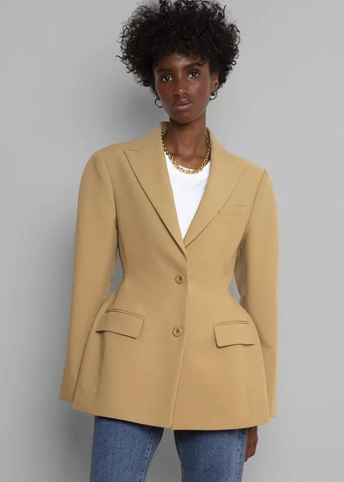 Women The Frankie Shop Outerwear Colette Hourglass Blazer Camel