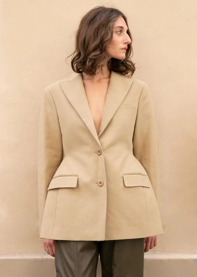 Women The Frankie Shop Outerwear Colette Hourglass Blazer Camel