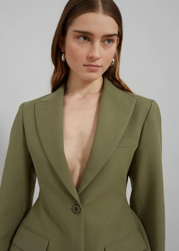 Women The Frankie Shop Outerwear Colette Hourglass Blazer Khaki
