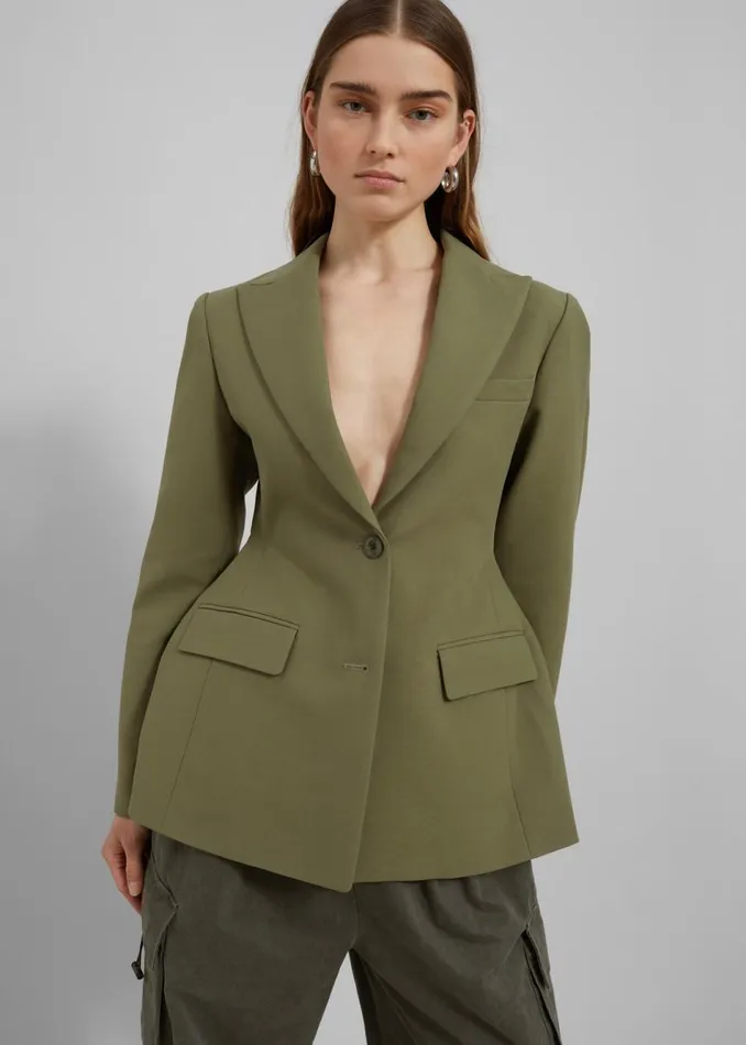 Women The Frankie Shop Outerwear Colette Hourglass Blazer Khaki