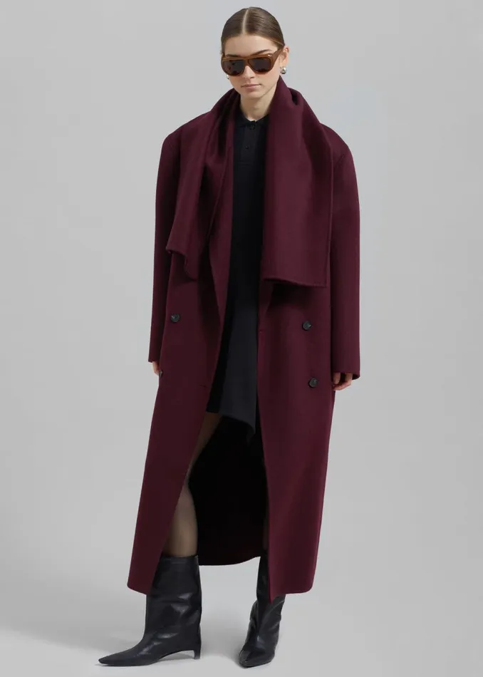 Women The Frankie Shop Outerwear Daria Wool Coat Burgundy