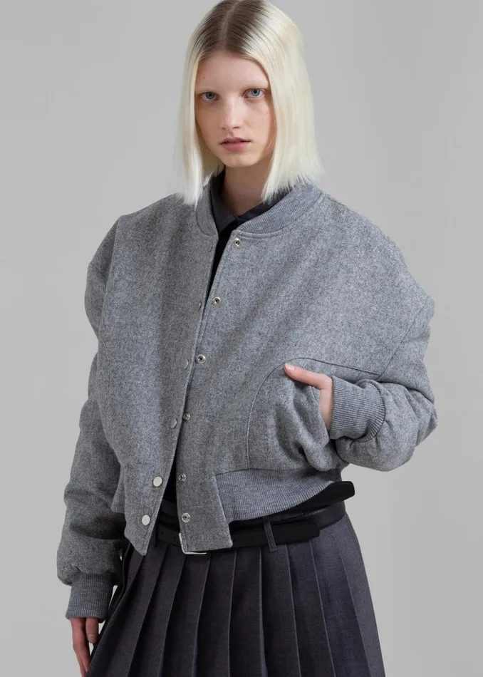 Women The Frankie Shop Outerwear Debbie Wool Bomber Grey Melange