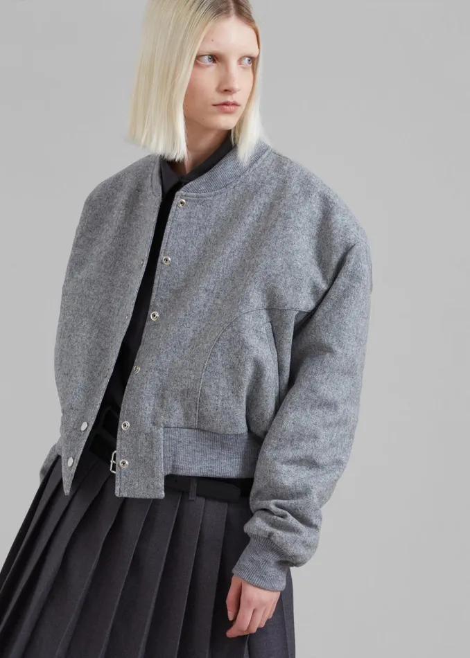 Women The Frankie Shop Outerwear Debbie Wool Bomber Grey Melange