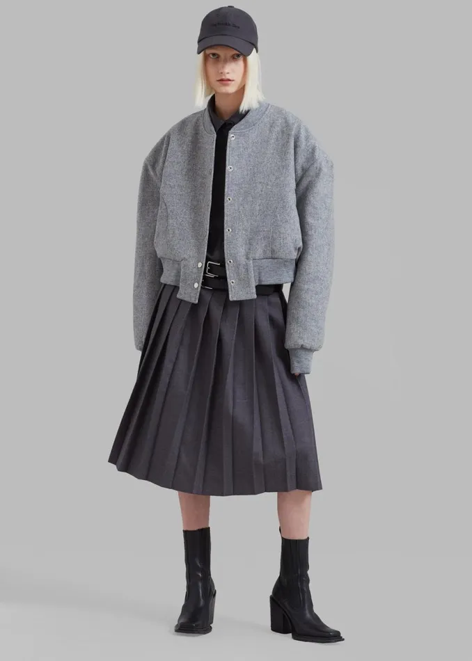 Women The Frankie Shop Outerwear Debbie Wool Bomber Grey Melange