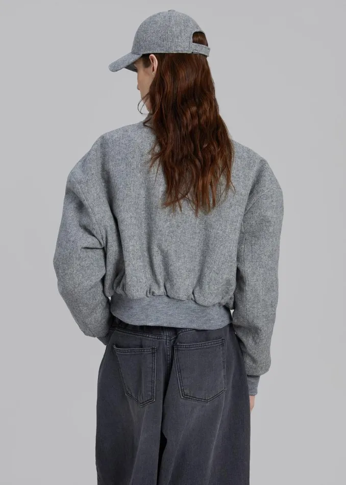 Women The Frankie Shop Outerwear Debbie Wool Bomber Grey Melange