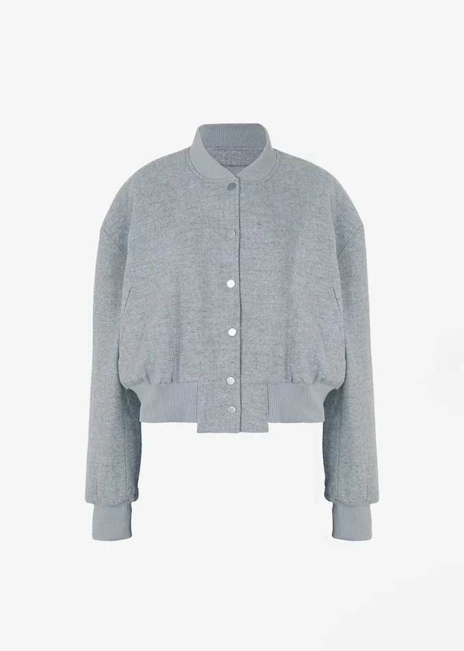 Women The Frankie Shop Outerwear Debbie Wool Bomber Grey Melange