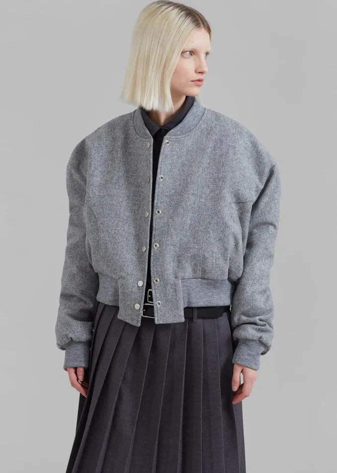 Women The Frankie Shop Outerwear Debbie Wool Bomber Grey Melange