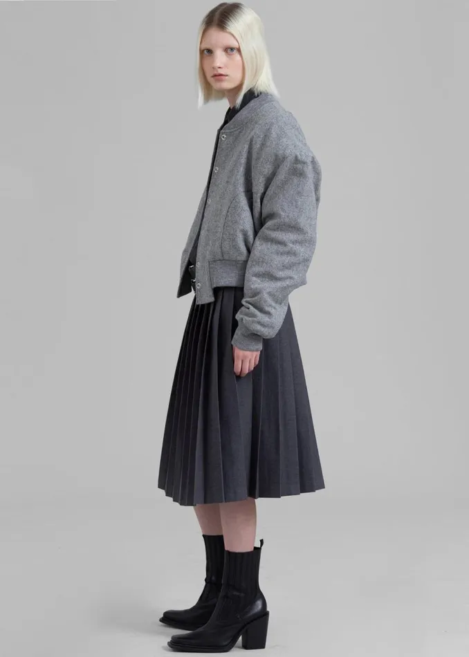 Women The Frankie Shop Outerwear Debbie Wool Bomber Grey Melange