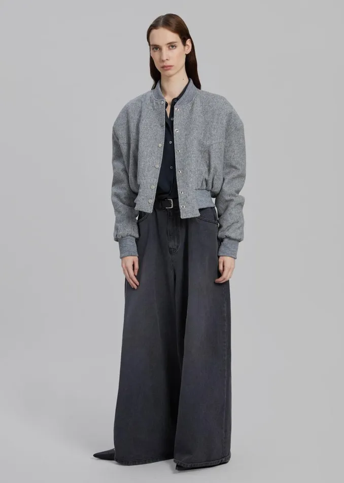 Women The Frankie Shop Outerwear Debbie Wool Bomber Grey Melange