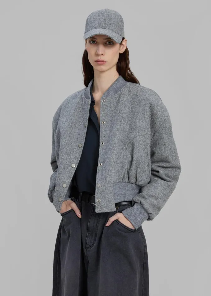 Women The Frankie Shop Outerwear Debbie Wool Bomber Grey Melange