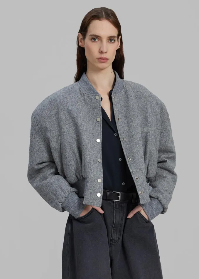 Women The Frankie Shop Outerwear Debbie Wool Bomber Grey Melange