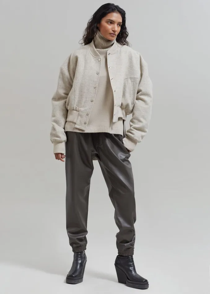 Women The Frankie Shop Outerwear Debbie Wool Bomber Taupe Melange