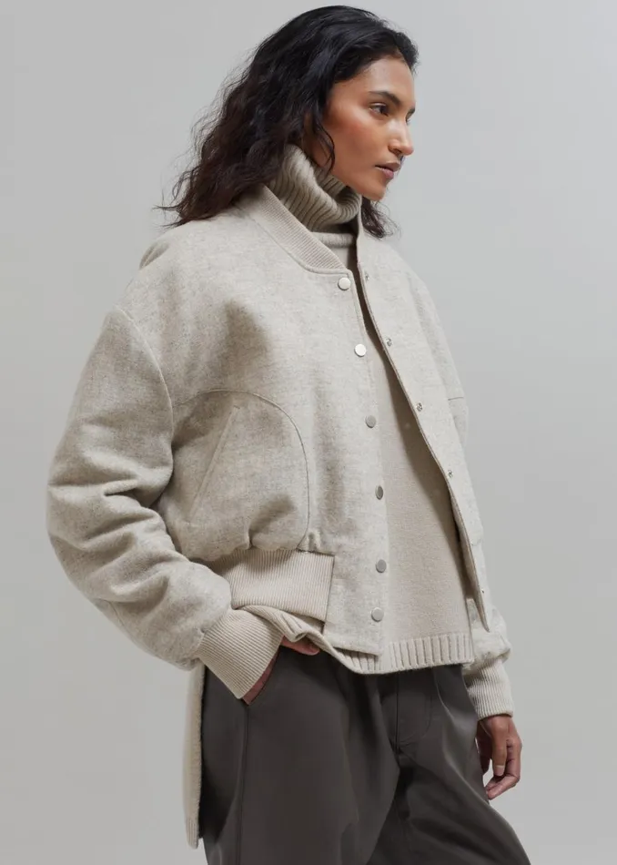 Women The Frankie Shop Outerwear Debbie Wool Bomber Taupe Melange