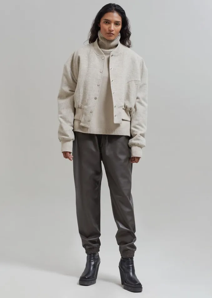 Women The Frankie Shop Outerwear Debbie Wool Bomber Taupe Melange