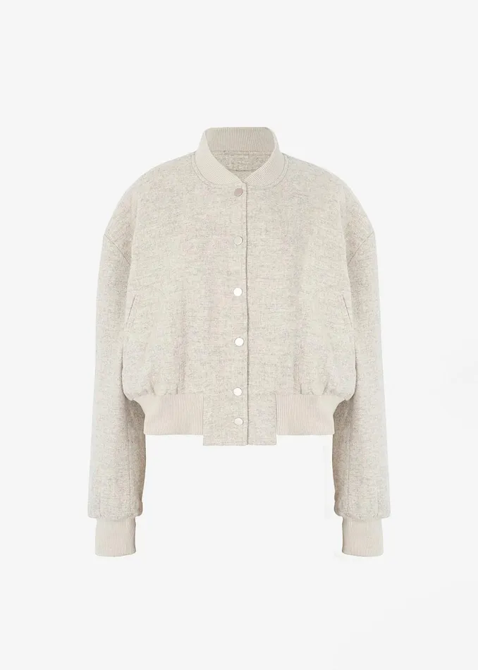 Women The Frankie Shop Outerwear Debbie Wool Bomber Taupe Melange
