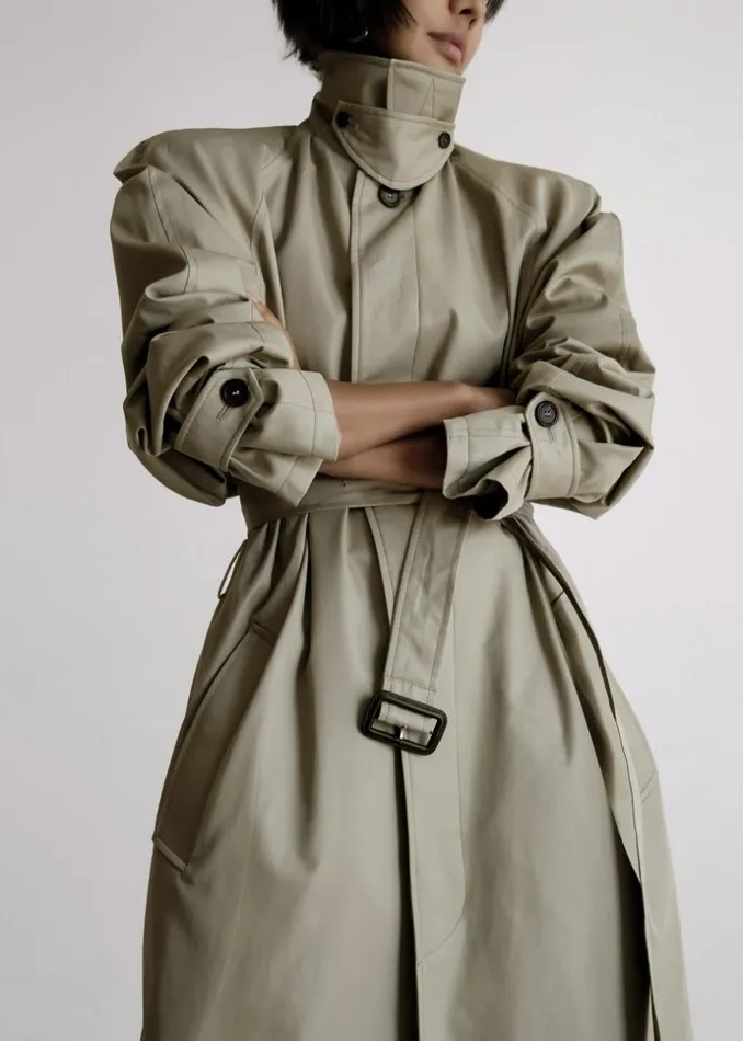 Women The Frankie Shop Outerwear Decima Trench Coat Slate Green