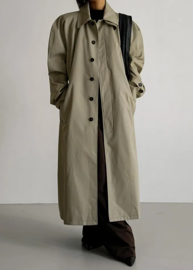 Women The Frankie Shop Outerwear Decima Trench Coat Slate Green