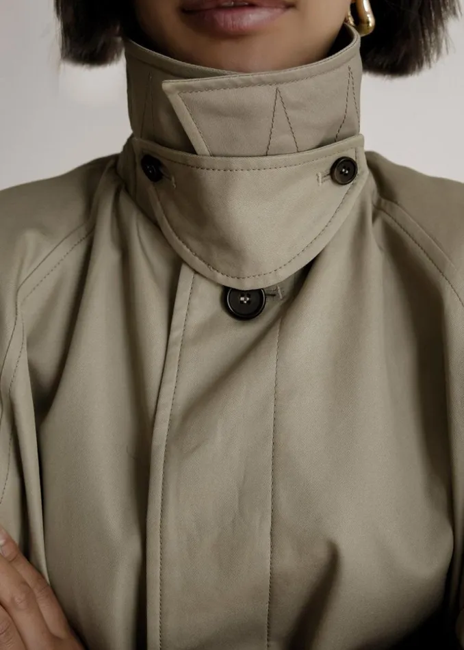 Women The Frankie Shop Outerwear Decima Trench Coat Slate Green