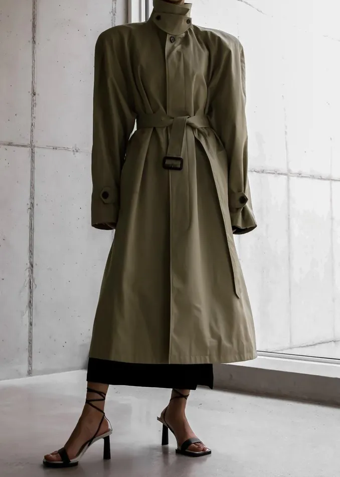 Women The Frankie Shop Outerwear Decima Trench Coat Slate Green