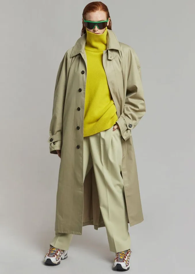 Women The Frankie Shop Outerwear Decima Trench Coat Slate Green