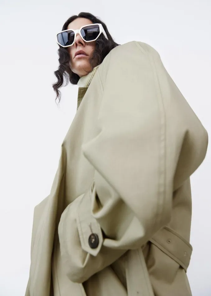Women The Frankie Shop Outerwear Decima Trench Coat Slate Green