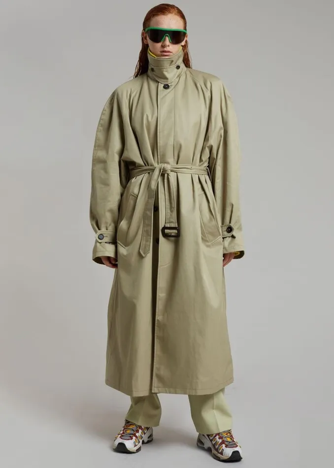 Women The Frankie Shop Outerwear Decima Trench Coat Slate Green