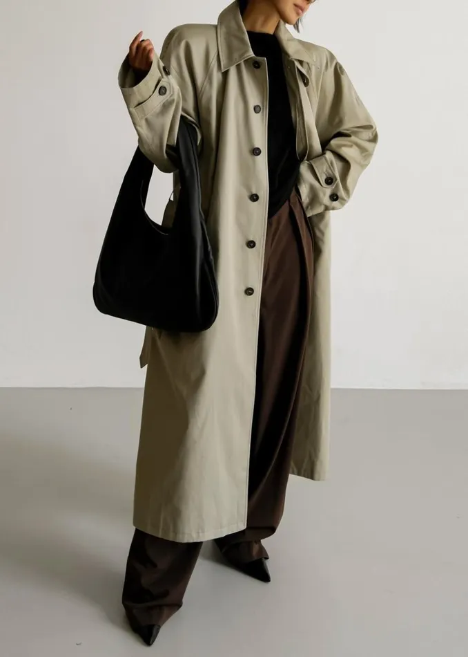 Women The Frankie Shop Outerwear Decima Trench Coat Slate Green