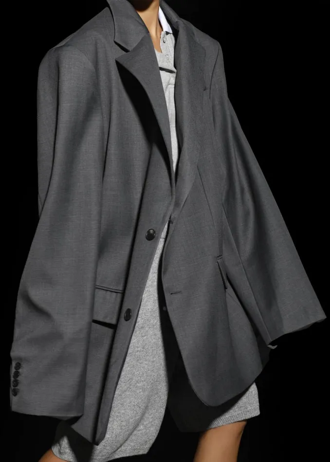 Women The Frankie Shop Outerwear Dee Maxi Oversized Blazer Charcoal