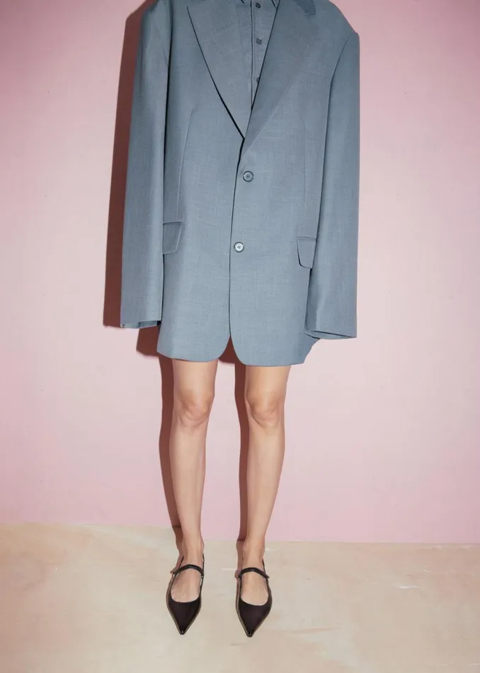 Women The Frankie Shop Outerwear Dee Maxi Oversized Blazer Charcoal