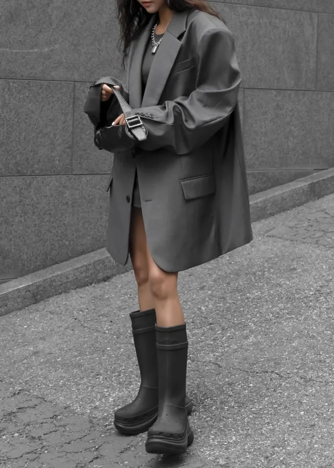Women The Frankie Shop Outerwear Dee Maxi Oversized Blazer Charcoal