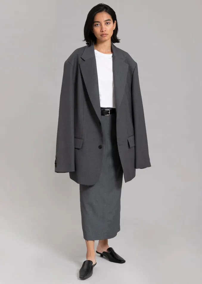 Women The Frankie Shop Outerwear Dee Maxi Oversized Blazer Charcoal