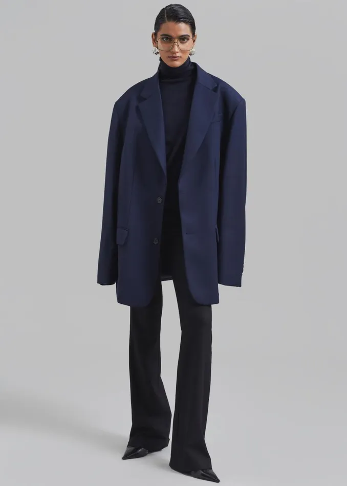 Women The Frankie Shop Outerwear Dee Maxi Oversized Blazer Navy