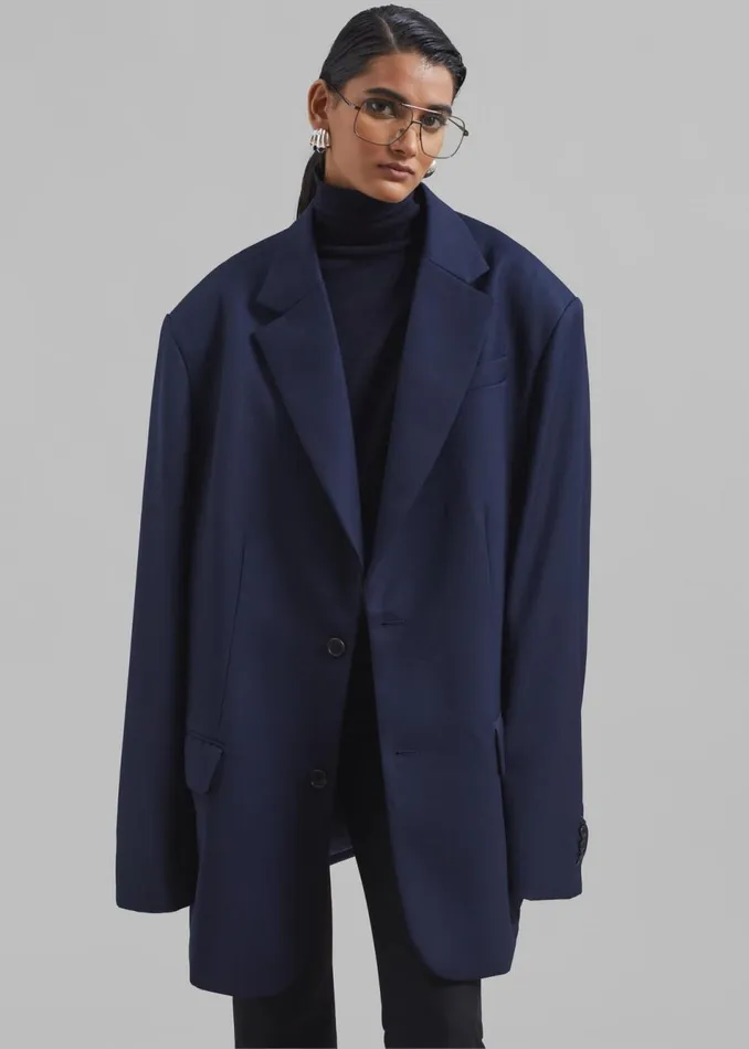 Women The Frankie Shop Outerwear Dee Maxi Oversized Blazer Navy