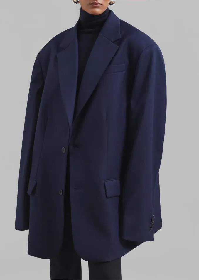 Women The Frankie Shop Outerwear Dee Maxi Oversized Blazer Navy
