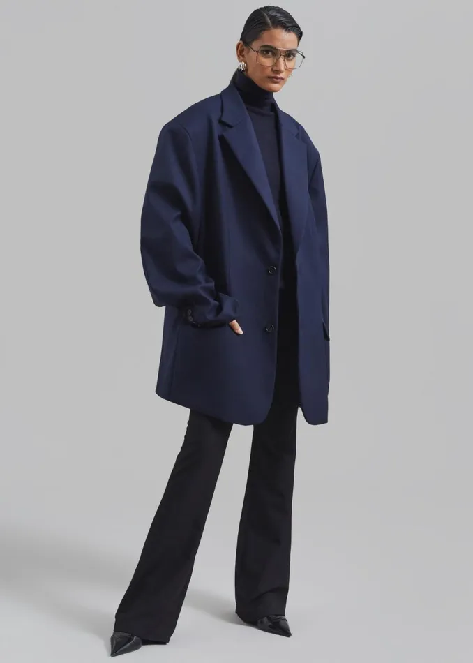 Women The Frankie Shop Outerwear Dee Maxi Oversized Blazer Navy