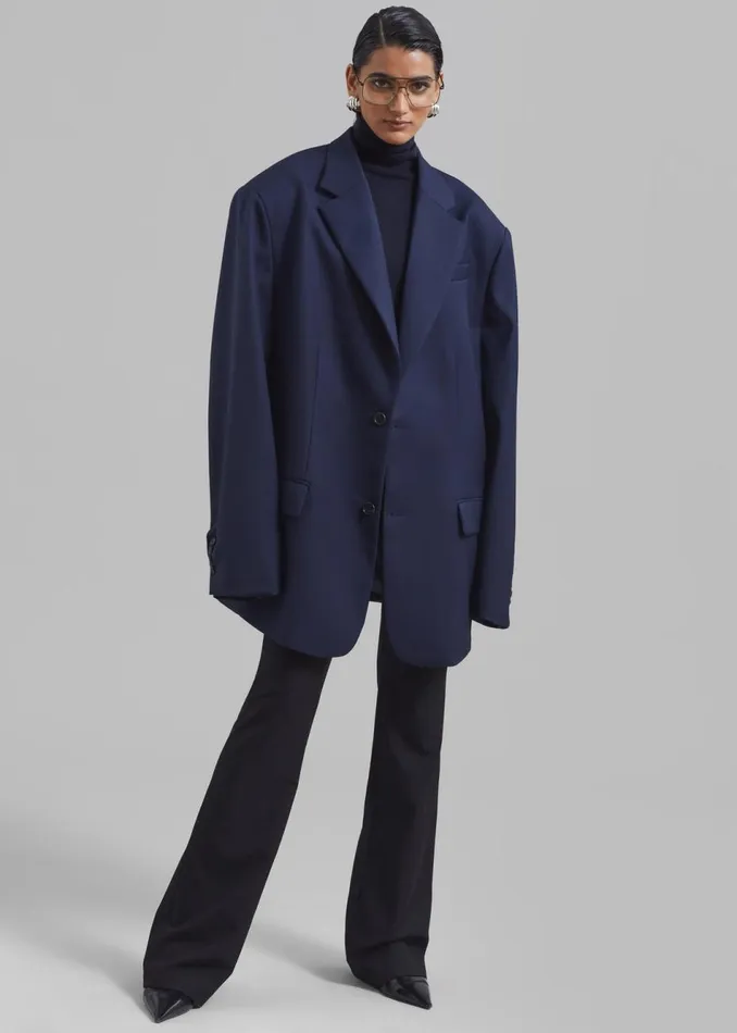 Women The Frankie Shop Outerwear Dee Maxi Oversized Blazer Navy
