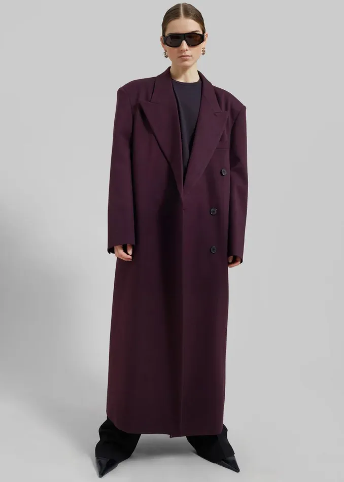 Women The Frankie Shop Outerwear Delphina Long Coat Burgundy
