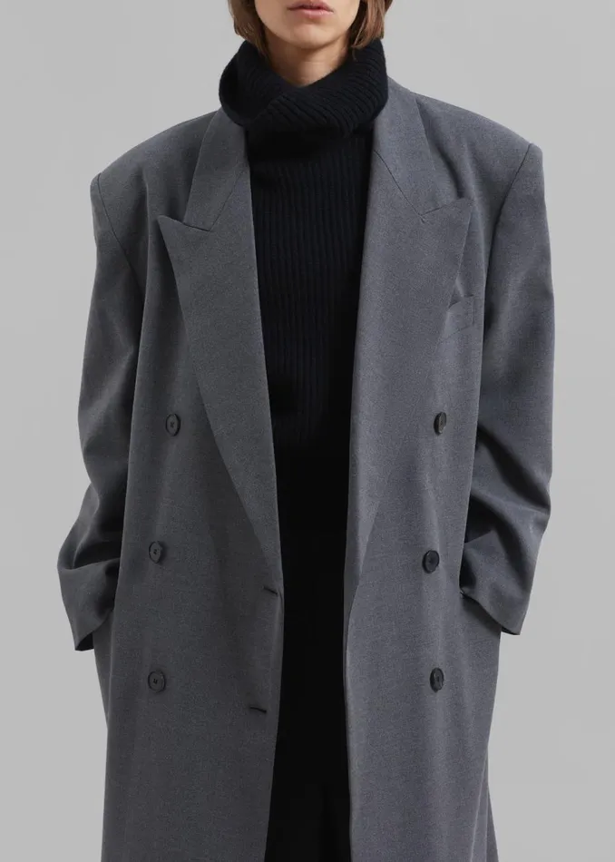 Women The Frankie Shop Outerwear Delphina Long Coat Grey