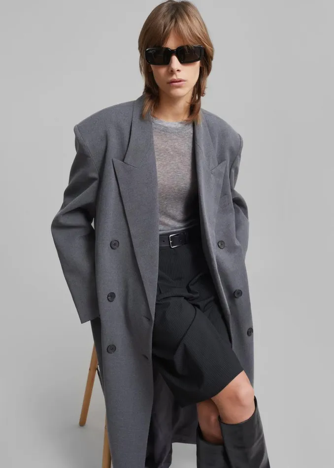 Women The Frankie Shop Outerwear Delphina Long Coat Grey