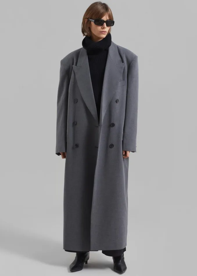 Women The Frankie Shop Outerwear Delphina Long Coat Grey
