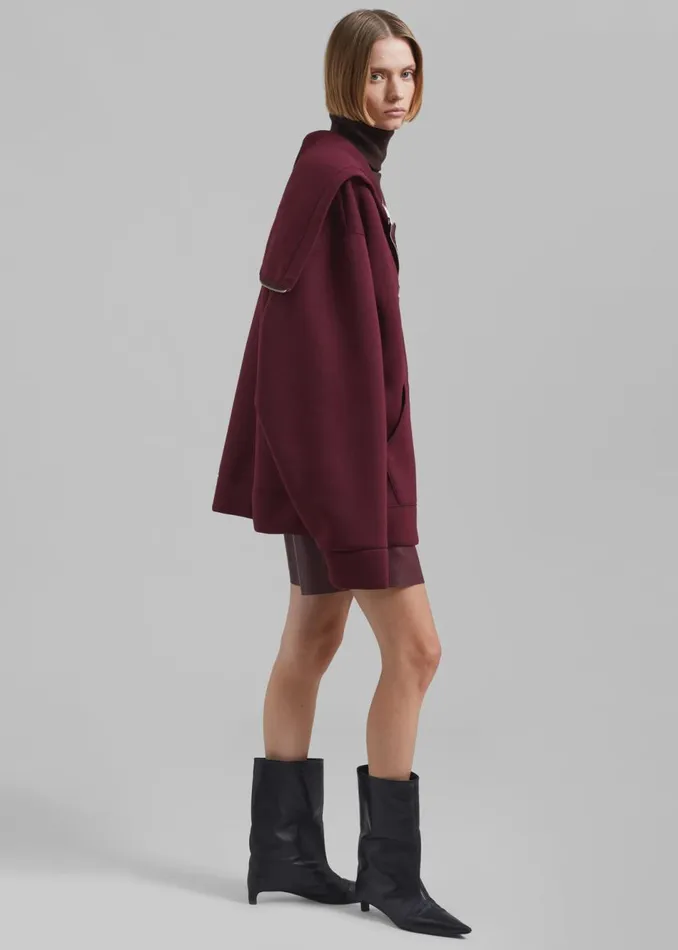 Women The Frankie Shop Outerwear Denton Oversized Hoodie Burgundy